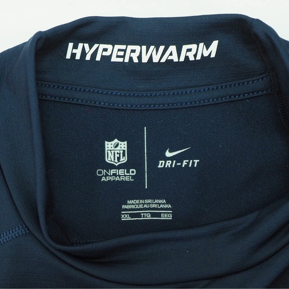Nike Denver Broncos Hyperwarm NFL Mock Shirt Mens 2XL XXL Navy Blue Training - Picture 4 of 4